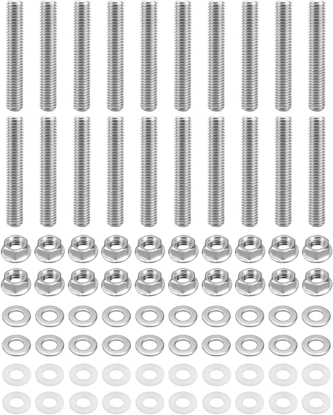 Intake and Exhaust Manifold Bolt Nut Gaskets Kit 50MM Length 20 Sets | Fit for Honda Acura B C D F H K Series Engines, Fit for Ford 4.6/5.4L V8, M8*1.25mm Thread Size