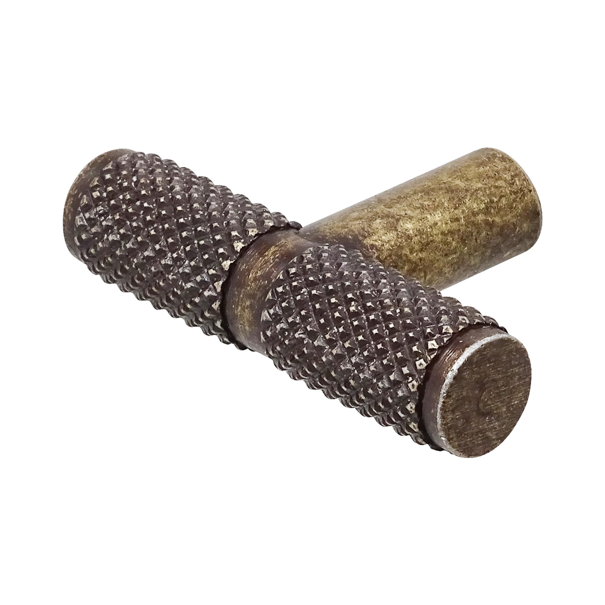 Decoranddecor Antique Brass Aurelia - Round Knurled Cupboard Handles | T-Bar Cabinet Handles | Kitchen Cupboard Pulls | Furniture Knobs - 50Mm Single Hole Knob