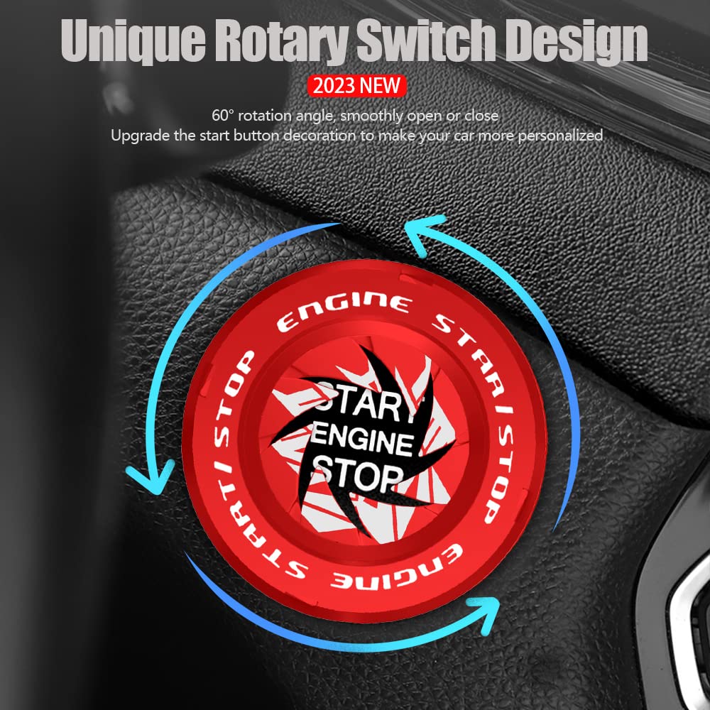 Tybasthe Rotary Push Start Button Cover, Smile Demon Car Accessories Engine Start Stop Button Cover C