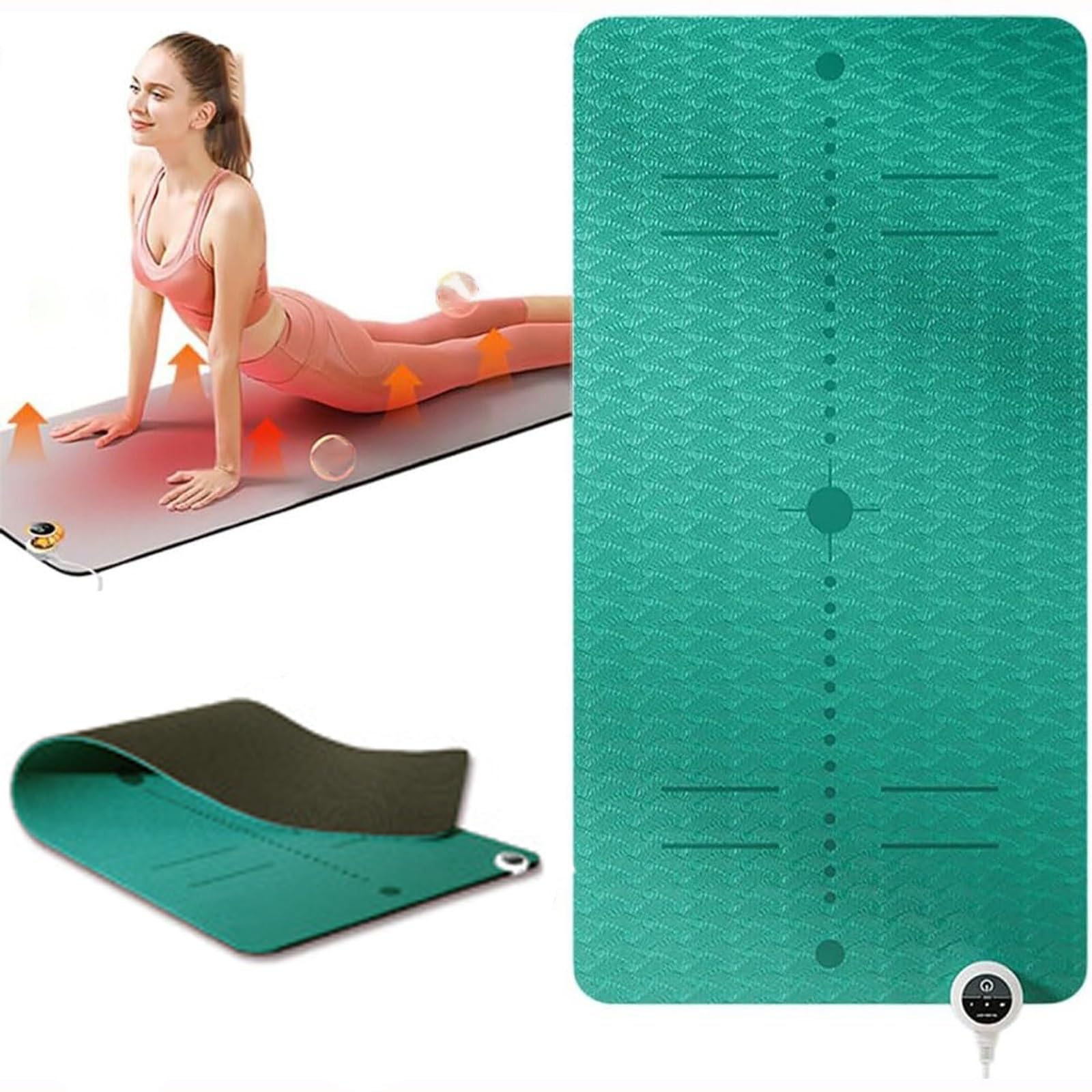 Tappetino yoga riscaldato elettrico, tappetino da allenamento invernale for yoga, tappetino da allenamento morbido in TPE antiscivolo, tappetino da allenamento spesso 8 mm, temperatura 10-60 ℃