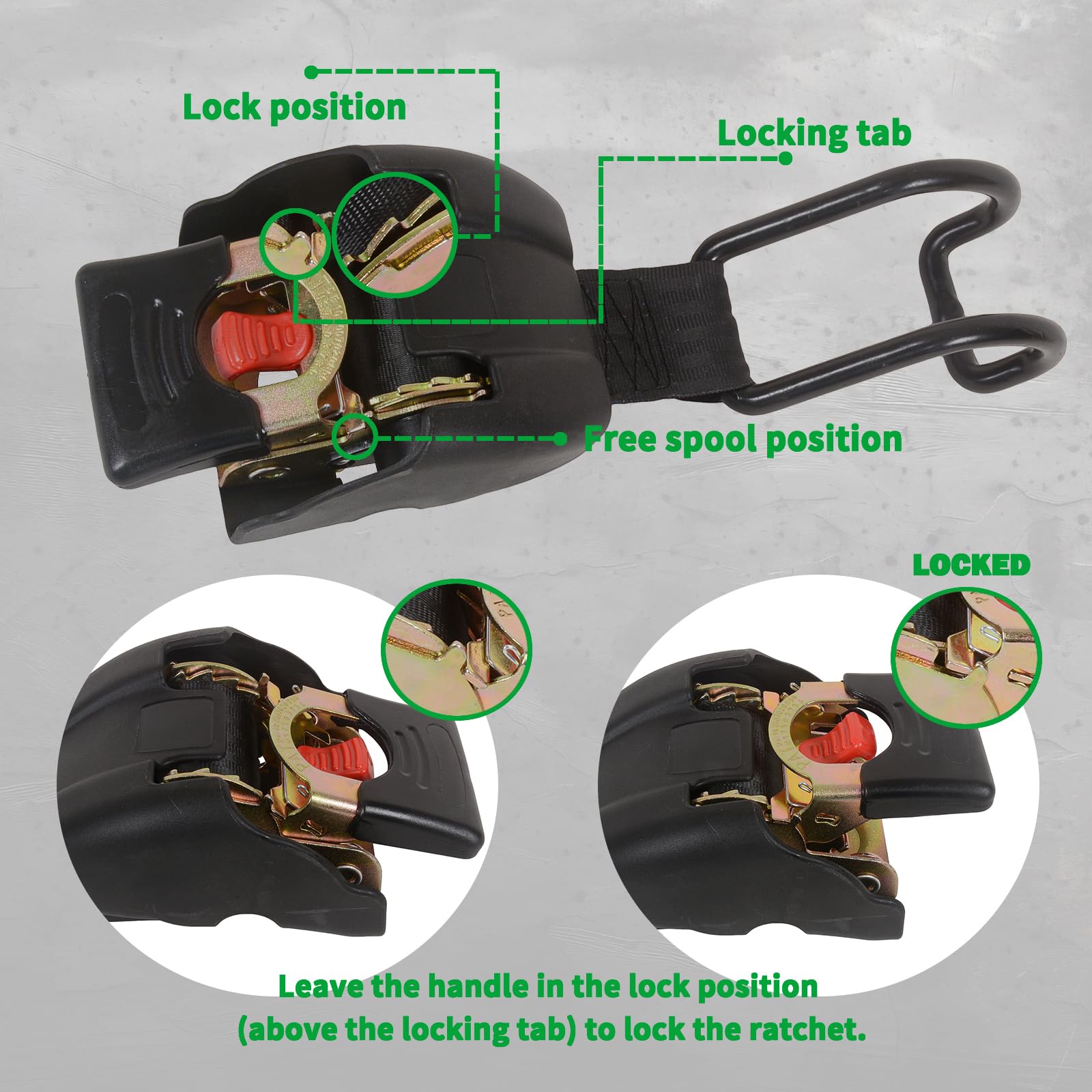 MOTO4U Boat Retractable Ratchet Strap Retractable Gunwale Tie Down Automatic Tie Down Strap Black -2inx3.6ft Bolt on Transom Tie Downs with U-Shaped Hook,Breaking Force 1360KG, 4 Pcs