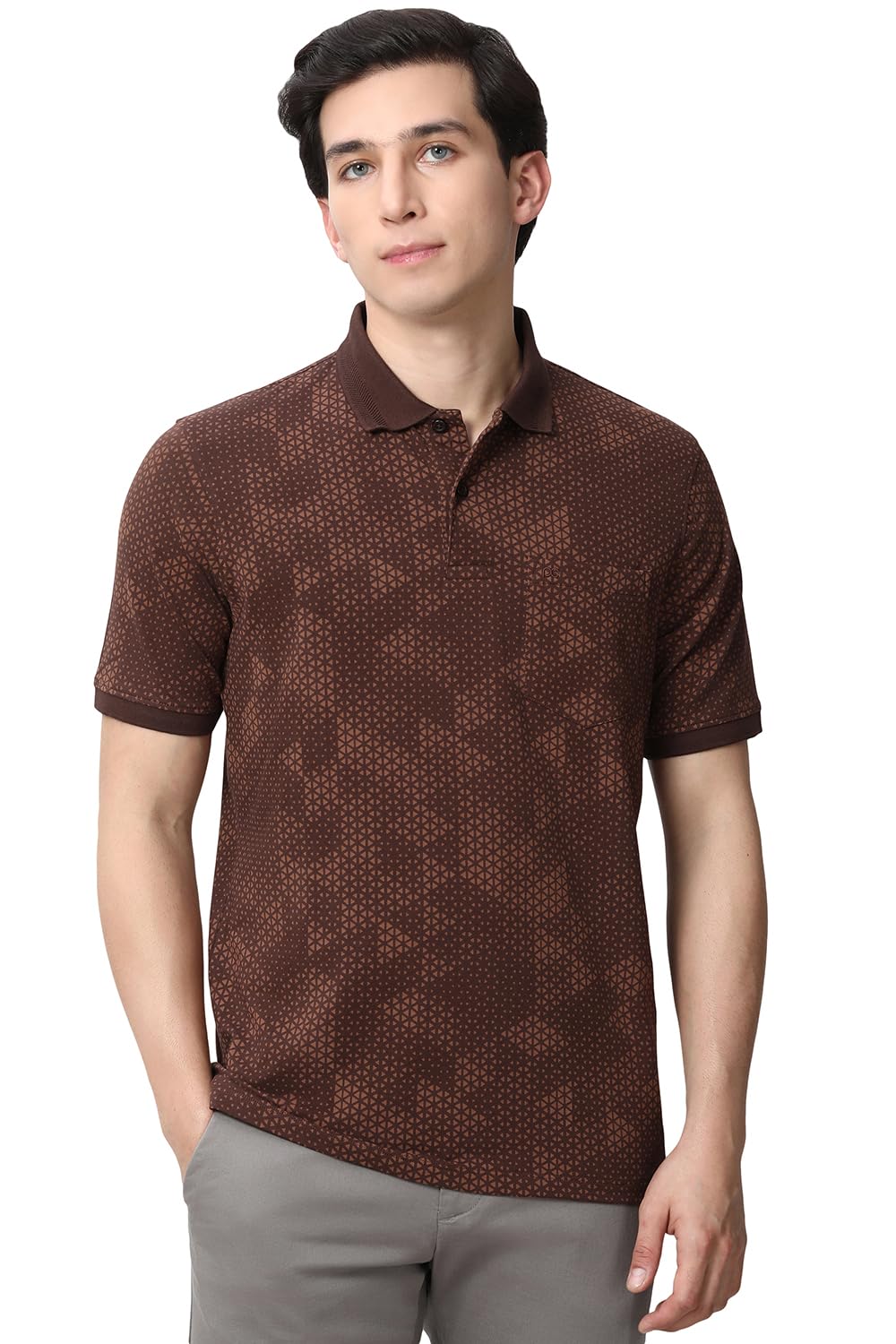 peter england Men's Cotton Abstract Geometric Print Polo Shirt – Casual Wear | Modern & Stylish-picture-37