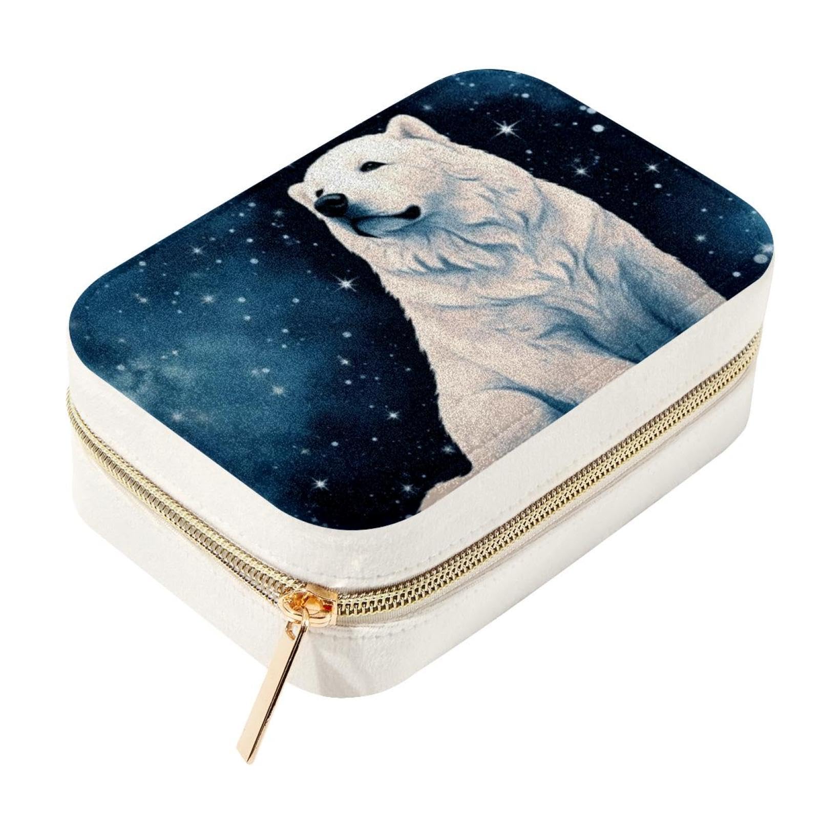 Boîte à bijoux fille et femme cadeau idéal motif ours polaire étoilé