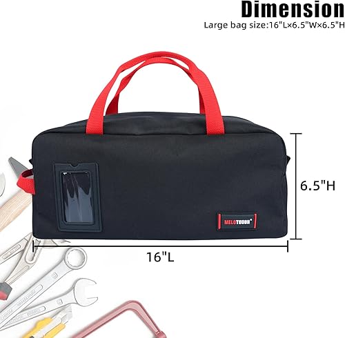 Miniatura 2 de MELOTOUGH Bolsa de herramientas de lona de 16 pulgadas con cremallera, bolsa de herramientas portátil resistente para electricista, fontanería,