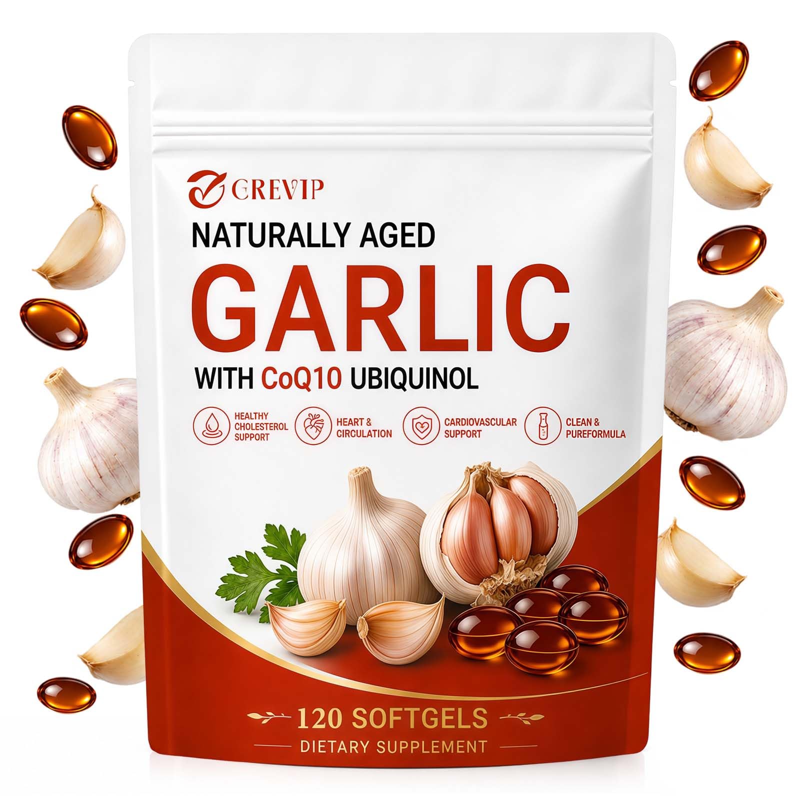 Aged Odorless Garlic Extract Softgels Natural Aged Garlic Supplements 120Ct