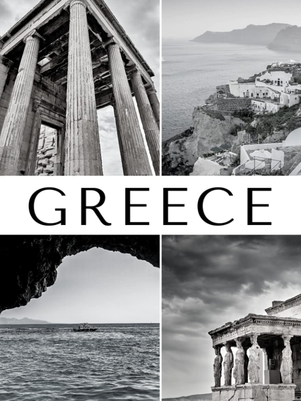 Beau livre photo Grèce minimaliste en noir et blanc pour intérieur haut de gamme