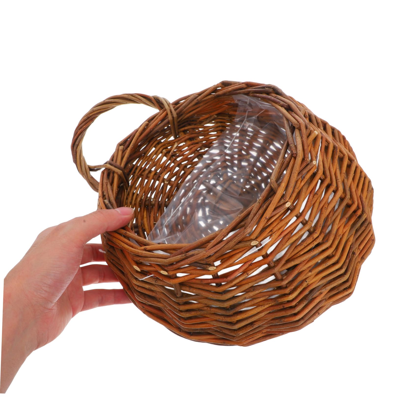 2 Stück Handgewebter Rattan Wandblumenkorb Hängender Blumentopf Für Wanddekoration Leicht Für Garten Und Balkon