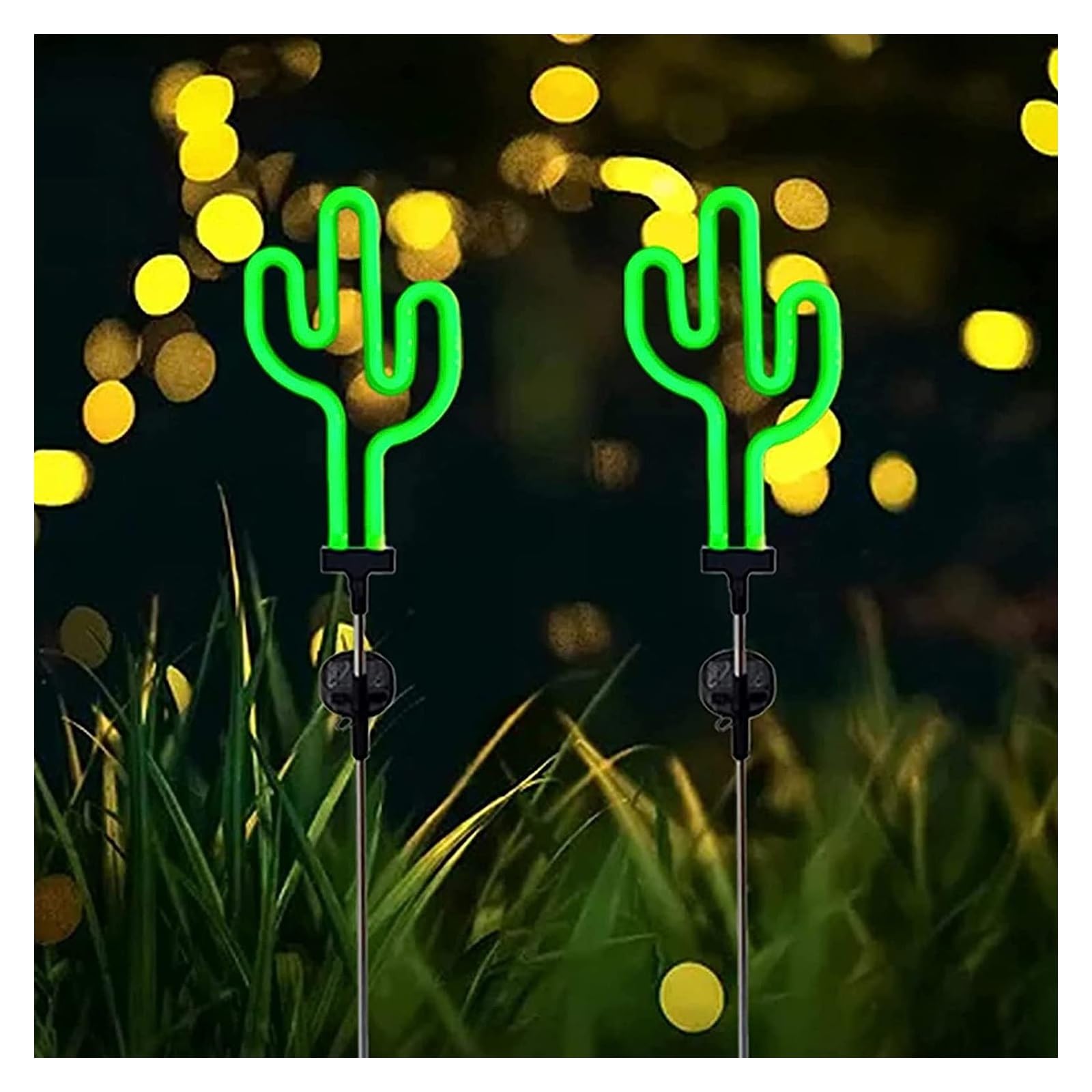 PAREKS Solar Cactus Garden Lights, Outdoor Neon Lights, Stake Lamp, Landscape Light, LED Lights Waterproof Path Lighting for Christmas Yard Lawn Patio Walkway Driveway Sidewalk Christmas Decor(1PCS)