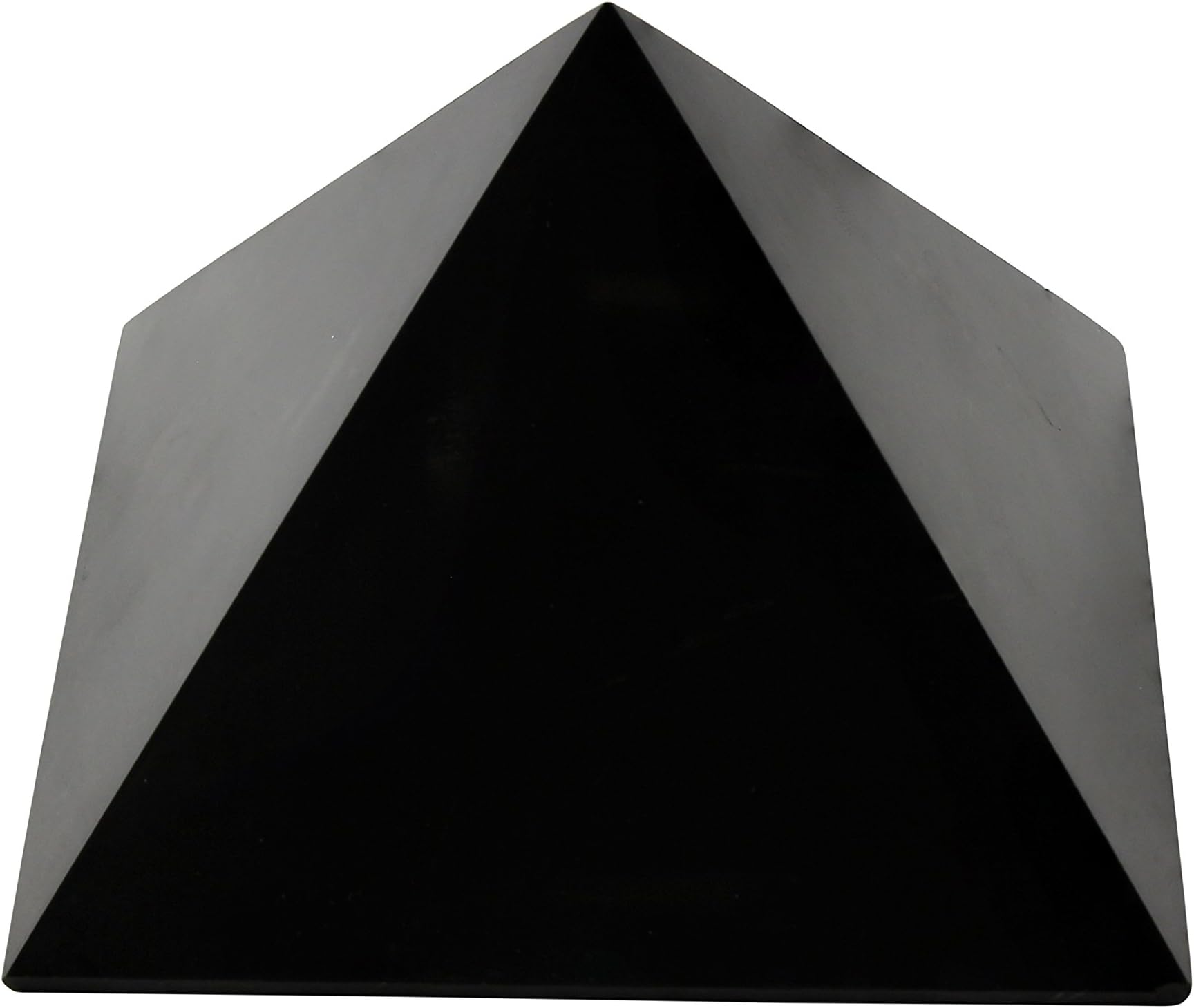 Heka Naturals Polished Shungite Pyramid Black Stone Crystal | 2 Inch - Desk Decor Shungite Stone for Home or Office - Chakra Stones, Healing Crystals, Meditation Pyramid