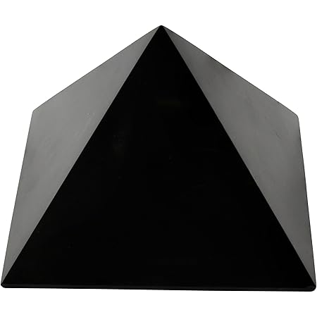 Polished Shungite Stone Pyramid 4 Inches, Contains Carbon Fullerenes | Authentic Shungite Stone Pyramids from Karelia, Russia | 4 Inch Pyramid, Polished