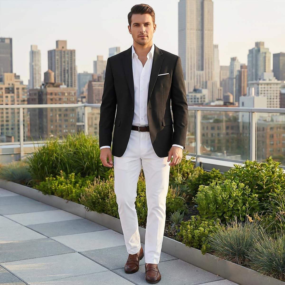 Men's Slim Fit One Button Suit Blazer Jacket Lightweight Sport Jacket Coat for Wedding, Business, Party