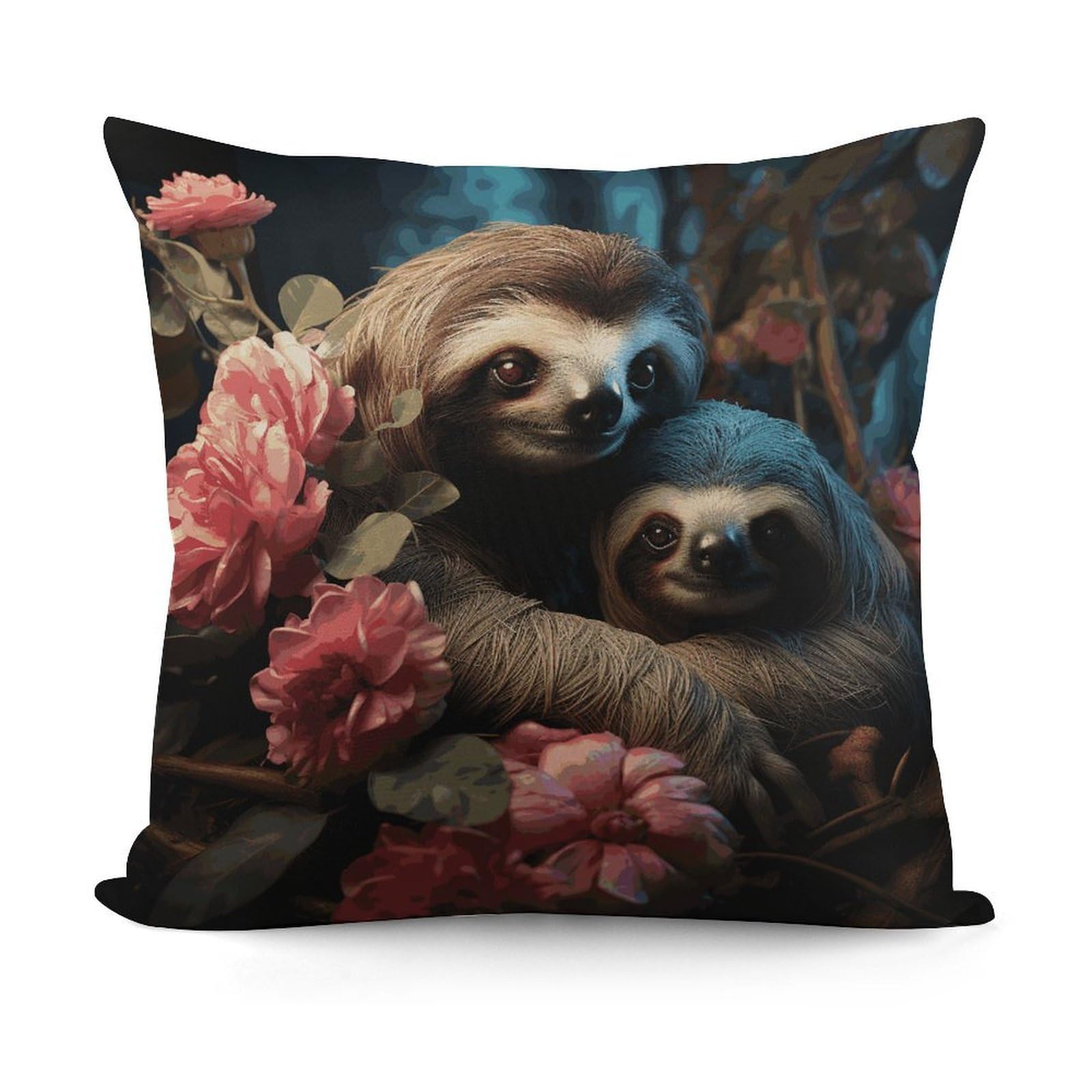 VstaDank A Sloth and A Baby Sloth Throw Pillow Covers 18x18 Inch Soft Couch Home Decor Cushion Cover Comfortable Plush Square Cushion Case Farmhouse Decorative Pillowcase for Living Couch