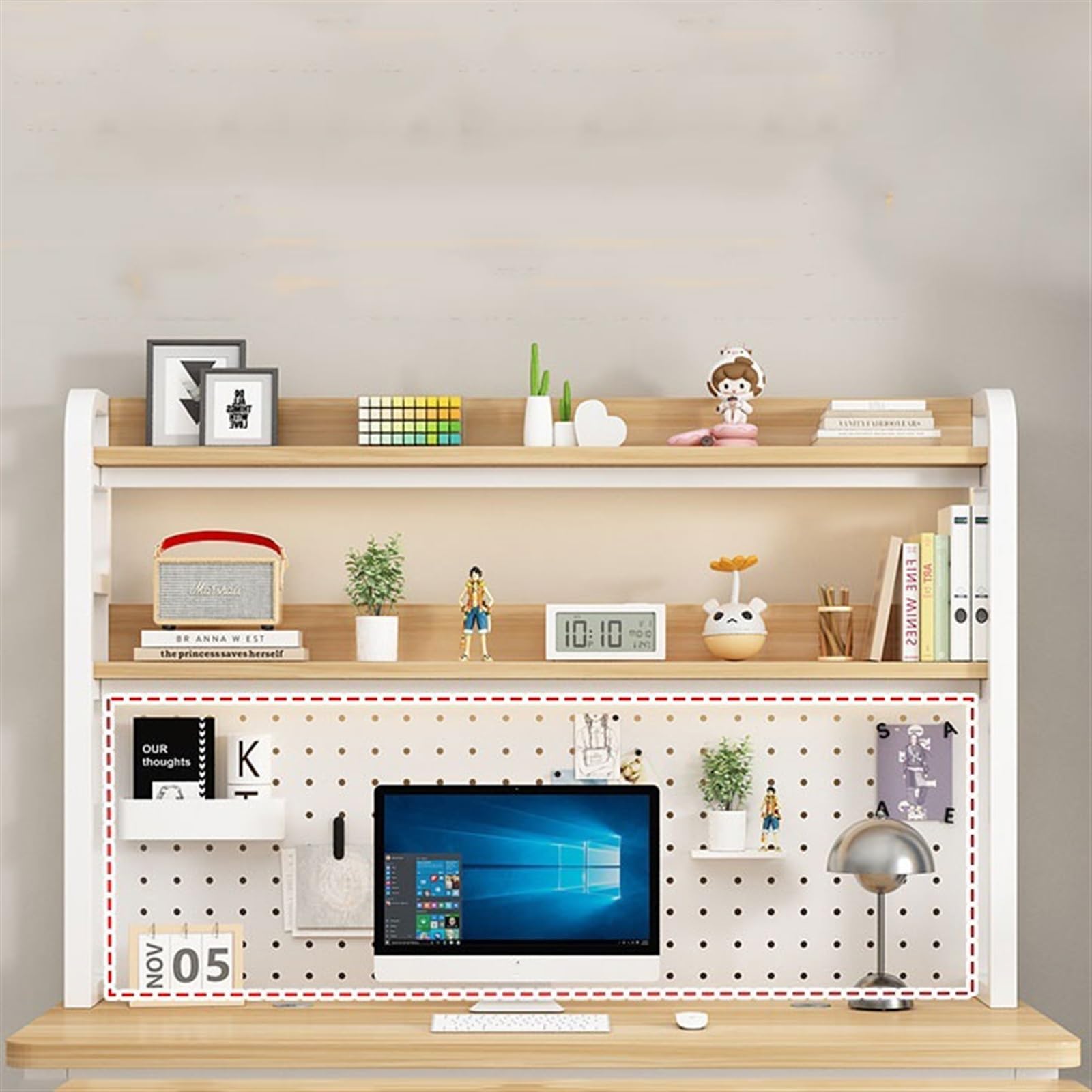 Stacja robocza PC Biurko komputerowe, biurko, biuro domowe, kombinacja szafek, nauka i gry(Brown,100x60x170cm)