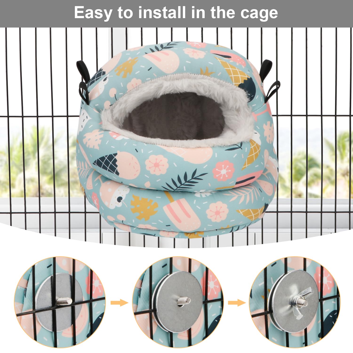 Casa nido de pájaros para invierno, cálida, para acurrucarse, cama para pájaros, hamaca colgante para loros, periquitos, cacatúas, conures (pequeño, azul)