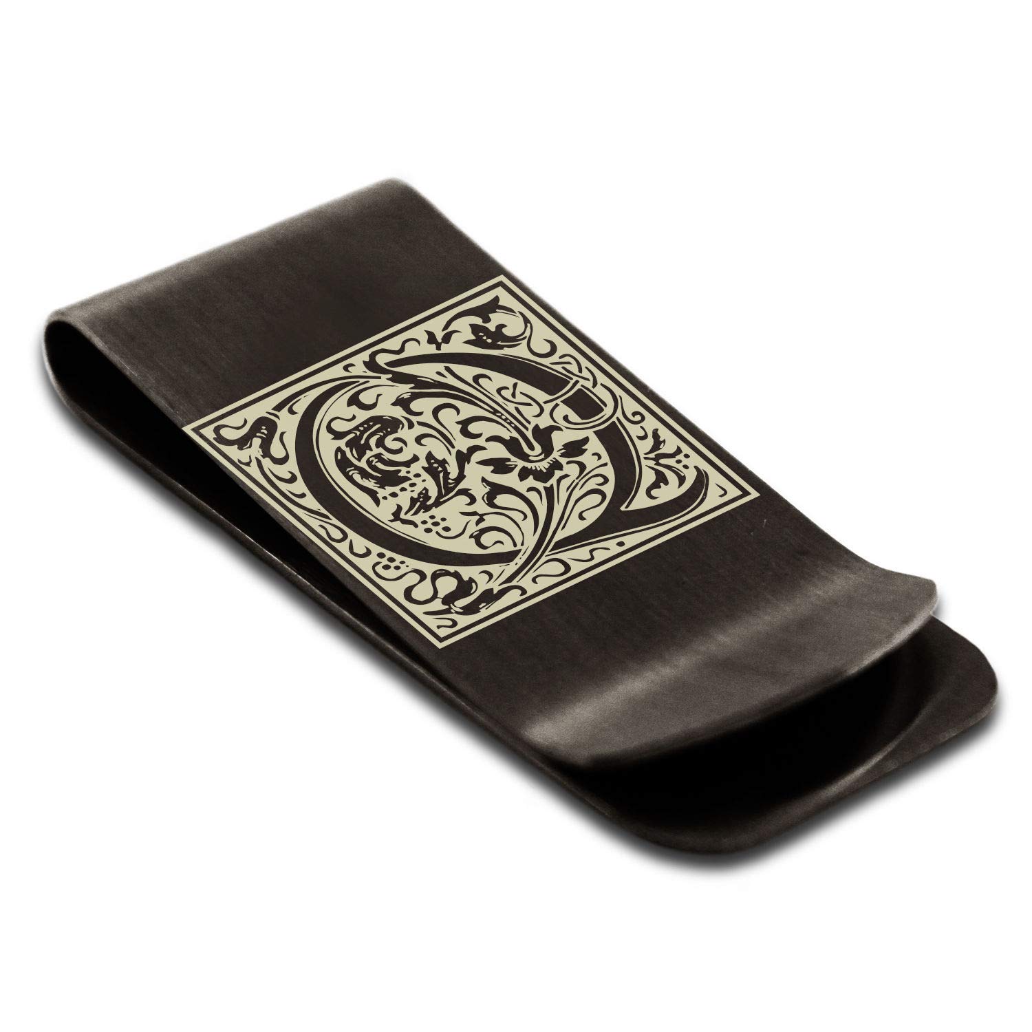 Stainless Steel Money Clip For Men Dad Boy Friend Father Floral Initial Letter Box Monogram Wallet Cash Card Holder | Dad