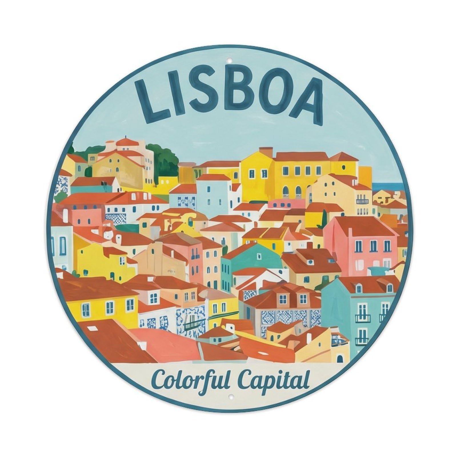 Vintage Travel Colorful City Portugal Historic Metal Tin Sign