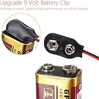 Vista 4 de Conector de clip de batería de 9 V, conexión de cable de 9 voltios de largo, carcasa blanda tipo I, negro, paquete de 5