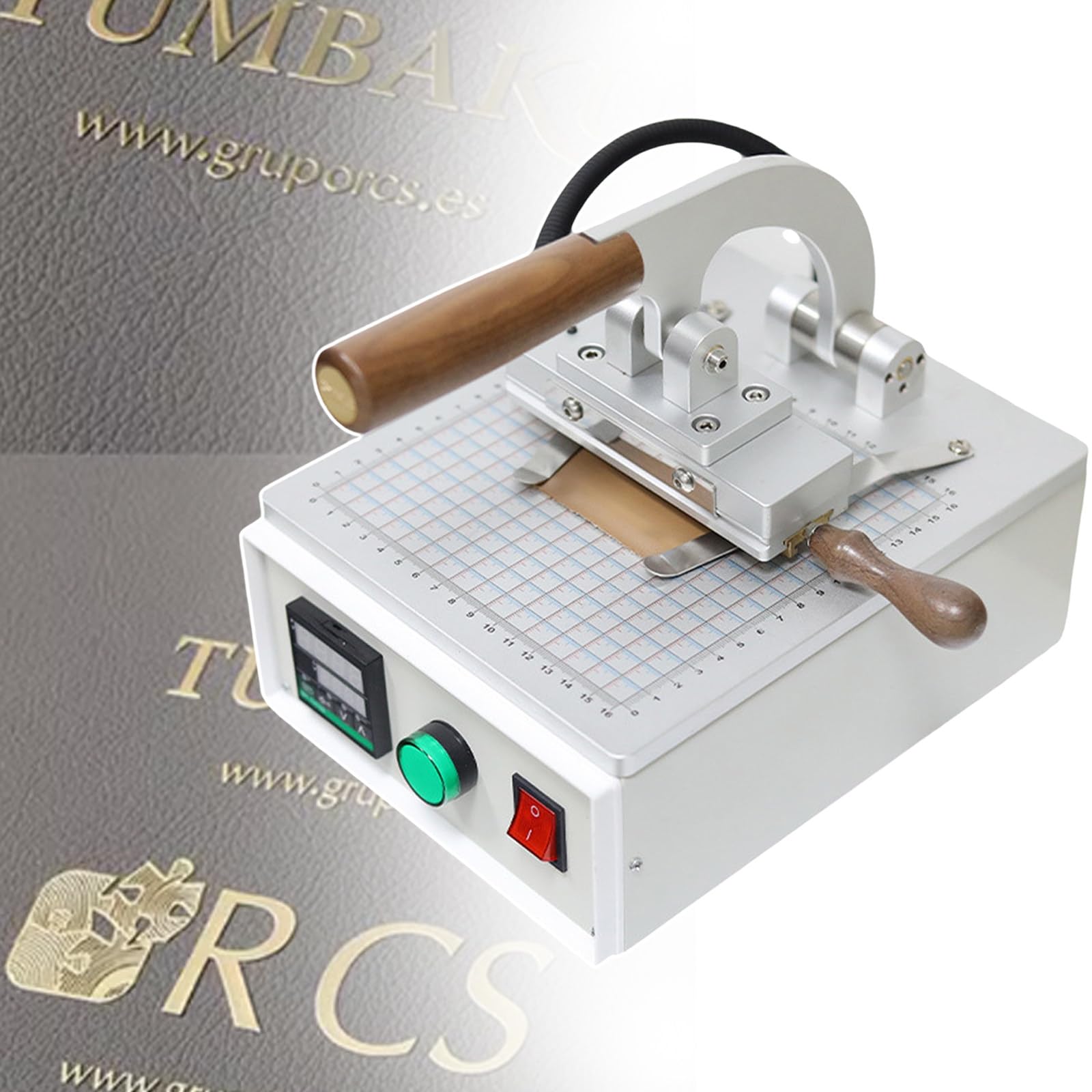 SENJINGHUA Hot Foil Stamping Machine, Leather Bronzing Pressure Mark Machine, with Full Scale On The Base Plate, for PVC, Leather Pu, Paper, Logo, Embossing,220V