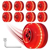 Nezylaf Light Up Roller Skate Wheels 8 Pack&comma; 78A Hardness LED Skateboard Wheels with Premium ABEC-9 Bearings&comma; Illuminating Roller Skate Accessories for Outdoor Indoor Quad Skates