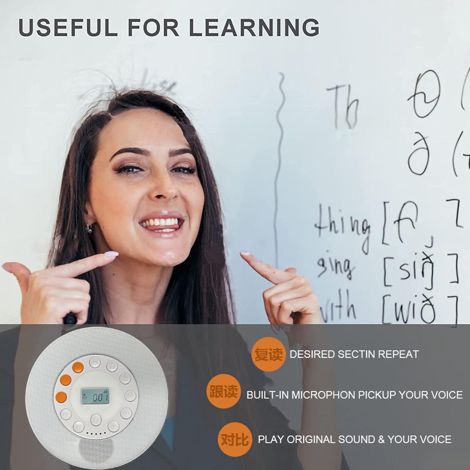 Amazon.co.jp: ポータブル CD プレーヤー、スピーカー内蔵充電式