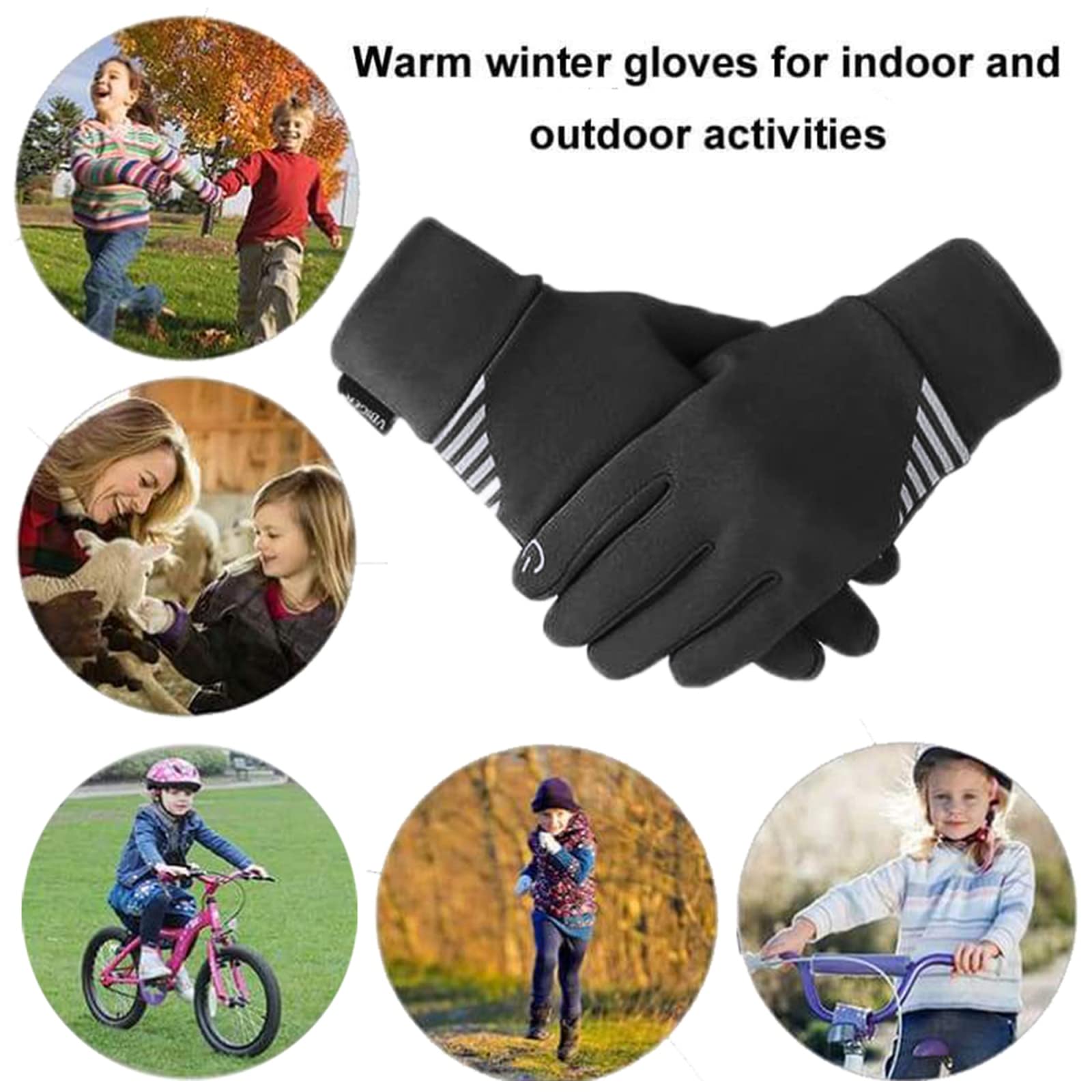 Bambini Inverno Ciclismo Guanti In Esecuzione Ragazzi Ragazze Touch Screen Anti Slip Termico Sci Caldo Bambini Outdoor Bike Sport Bambino Cal