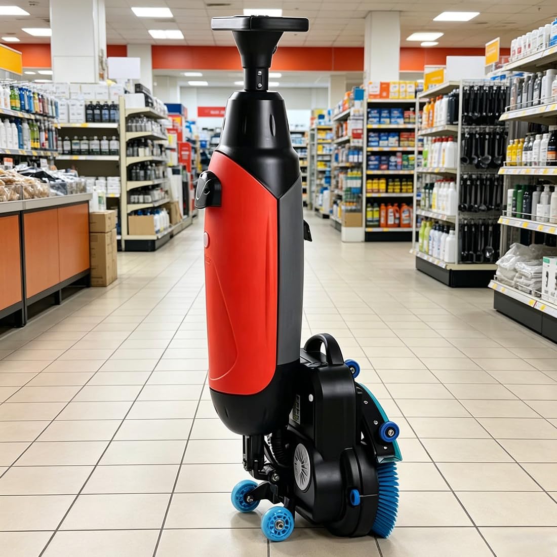QianCruxtacy Commercial Electric Floor Scrubber Machine, With 430mm Cleaning Width, 1.5h Runtime & 1200㎡/H Efficiency, For Tile, Hardwood, Concrete & Low-Pile Carpet in Restaurants & Supermarkets