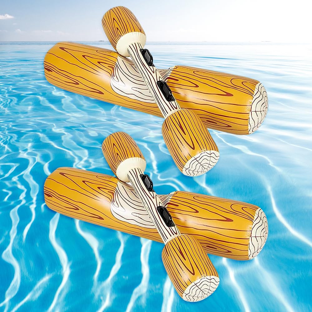 Juego de 4 juguetes inflables para piscina, juguete de remo flotante inflable, fiesta de piscina con 2 vigas de combate inflables, juguete de remo flotante para adultos y niños