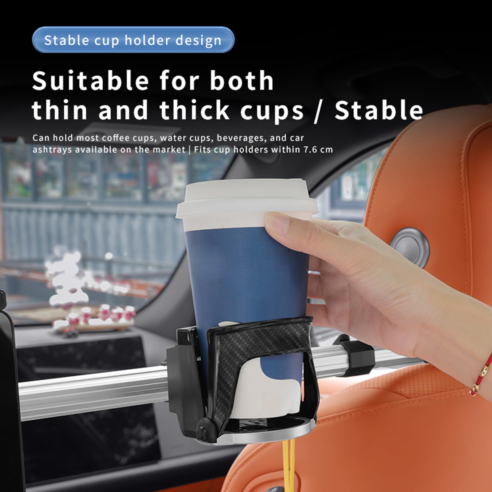 Support pour Tablette dans Le Repose-tête de Voiture, 2 pièces, Support Extensible pour Banquette arrière, étui Multifonction 3-en-1 avec Porte-Tasse et Crochet réglable, Support de Tablette