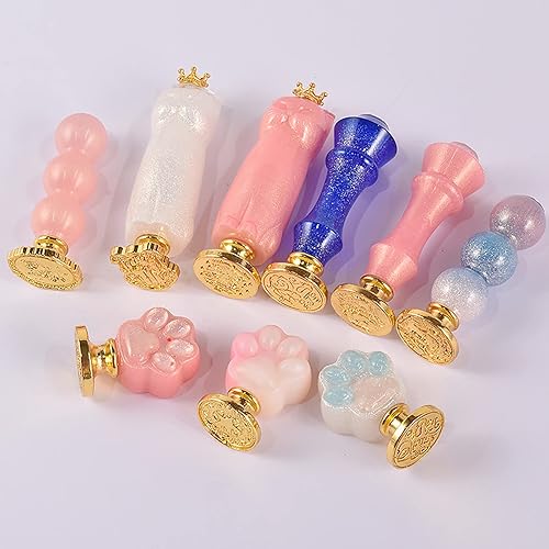 Miniatura 5 de 9 moldes de mango de sello de cera con 9 sellos de cera, moldes de mango de silicona para resina epoxi, molde de fundición de resina para sellar