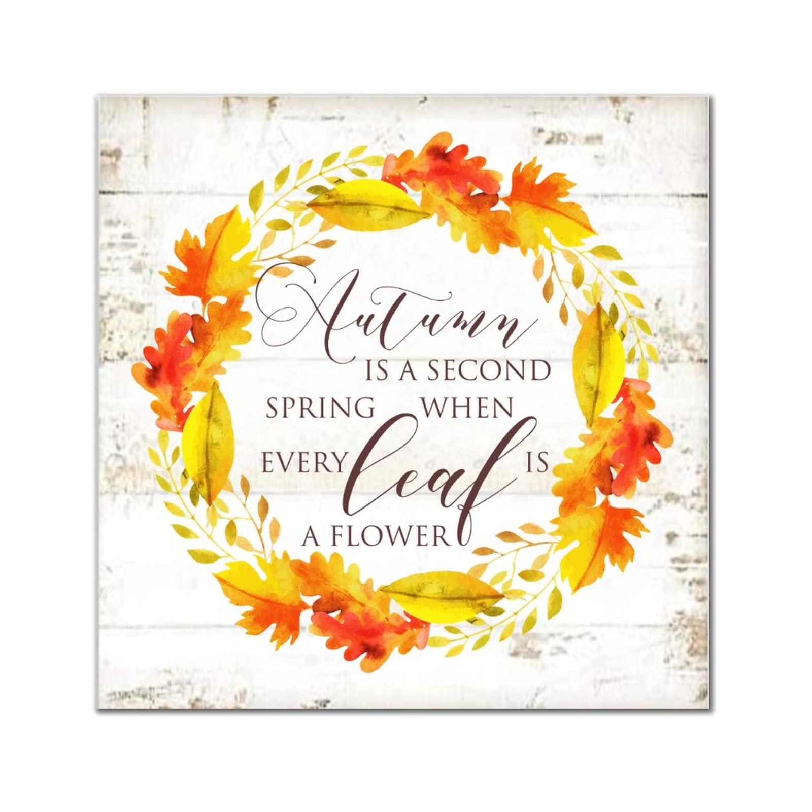 Plaque murale automne bois decoration interieure maison rustique et cadre suspendu feuille erable