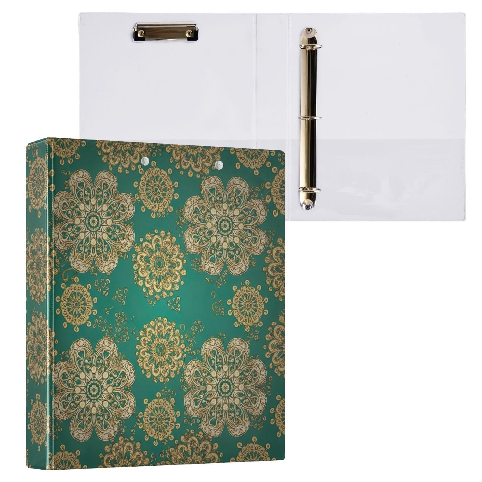 Mandala, raccoglitore a tre anelli, flessibile, con tasche, per scuola, università, ufficio (confezione da 2)