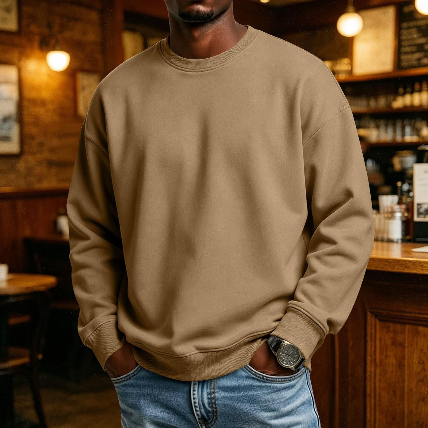 Crewneck Sweatshirt Men Big And Tall Fleece Oversized Sweatshirt Pullover image 5