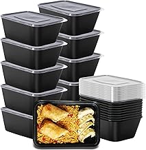 Meal Prep Containers, 20 Pack 32 oz Plastic Food Containers with Lids, Food Boxes Meal Prep Bowls Lunch Containers, Meal Prep Containers with Lids for Food Storage, Black