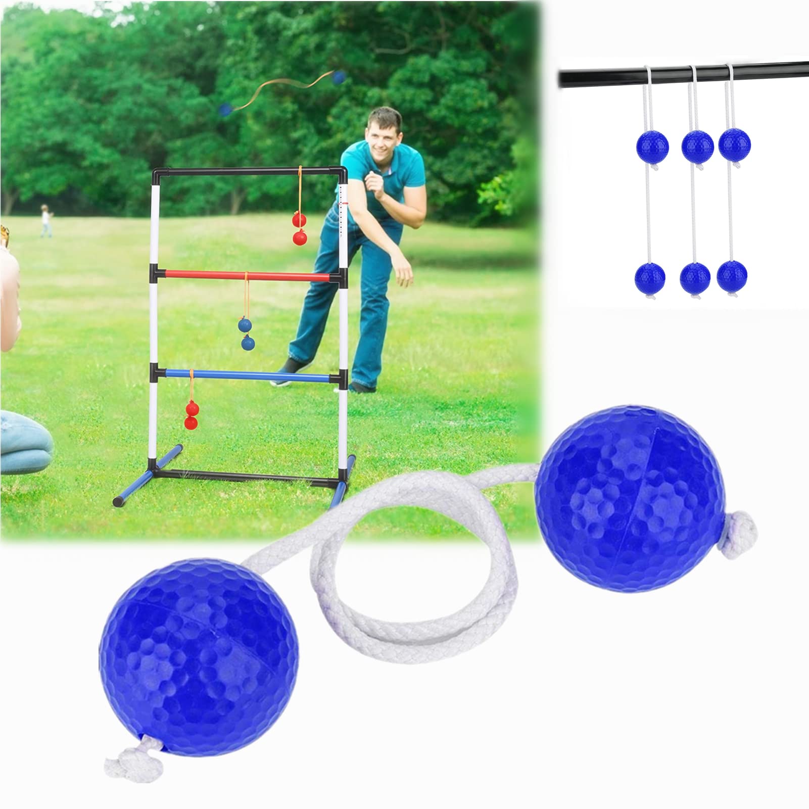 Alomejor Leiter-Ballwurfspiel Deluxe – In Rot, Mit TPR-Gummibällen, Für Garten, Strand & Camping
