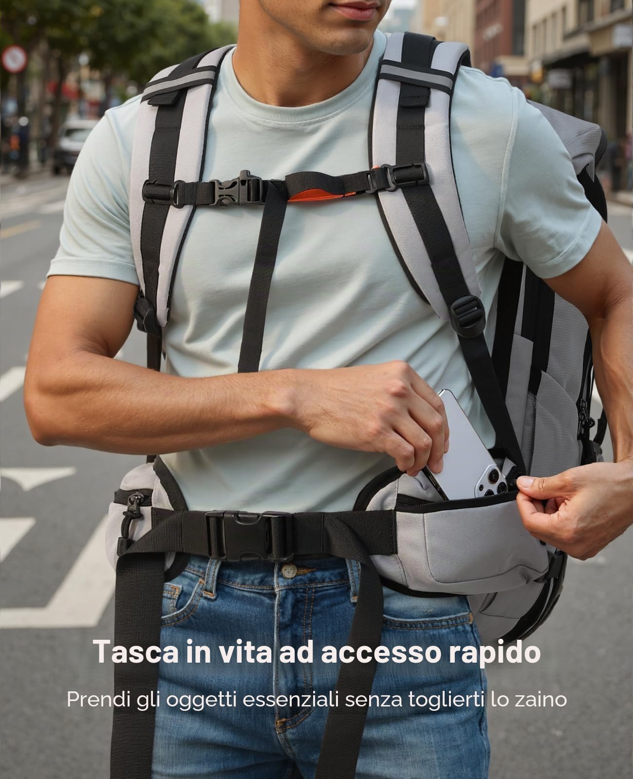 Tolaccea Zaino da Viaggio Espandibile 40L-55L, Bagaglio a Mano Compatibile con TSA, Zaino Rolltop Porta PC fino a 17,3", Grande Zaini Viaggio per Uomo e Donna, Escursioni, Campeggio