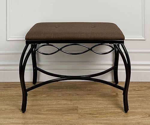 Miniatura 2 de Banco con estantes para zapatos 2016., Metal, Marrón mocha, rectangular