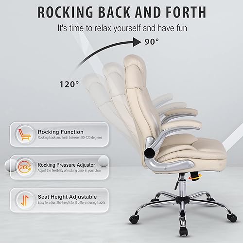 Miniatura 5 de Comermax Sillas ergonómicas ejecutivas de oficina con soporte lumbar ajustable mecedora de 90-120 sillas de escritorio giratorias con reposabrazos