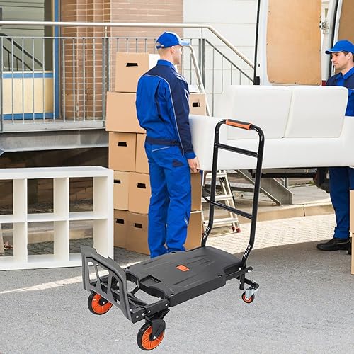 Miniatura 6 de Carrito de equipaje plegable con ruedas, carrito de transporte de carretilla de mano, resistente capacidad de 330 libras, carrito de mano