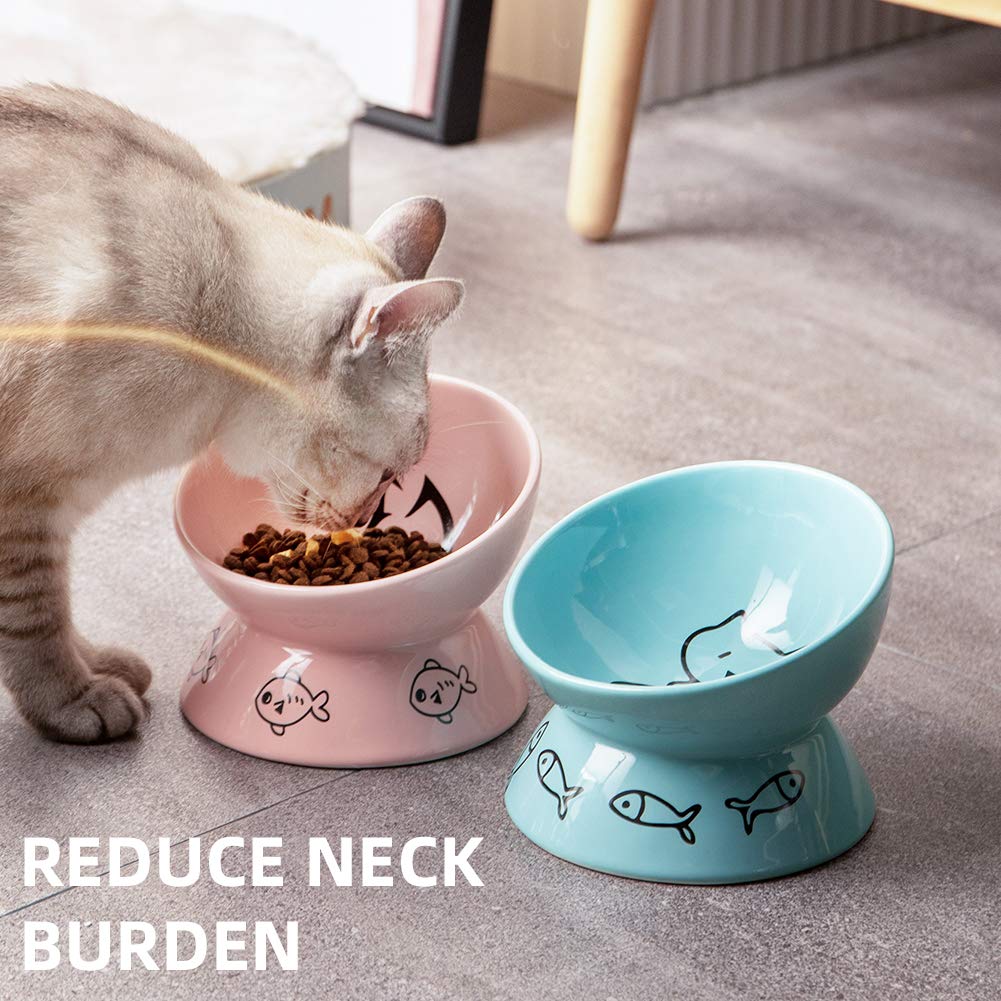 Sweejar Home Raised Cat Bowl, Ceramic Elevated Pet Bowl, Protects Cat's Spine - Image 3