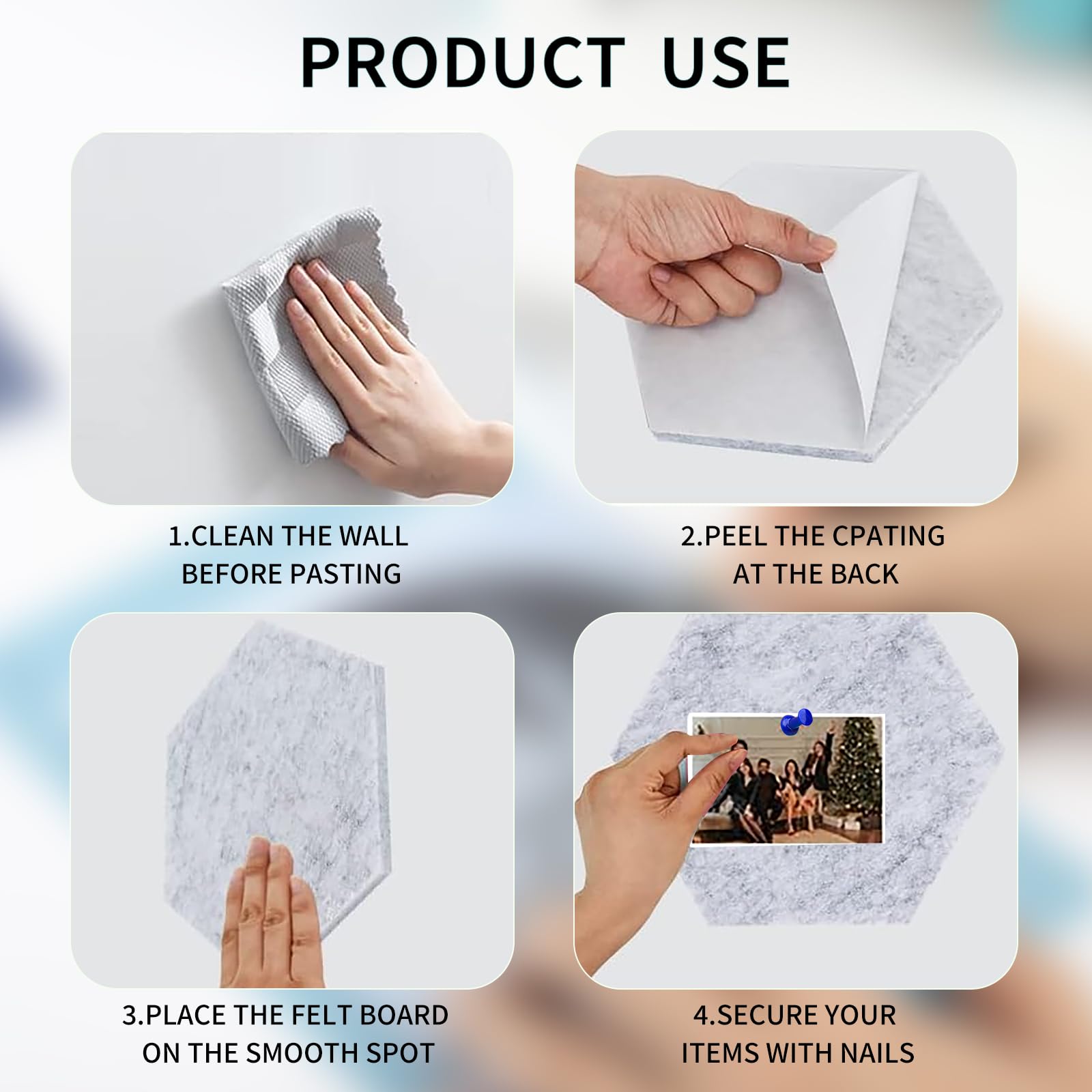 10 Piastrelle Bacheca In Sughero Esagonali - Autoadesive, 20x17.5 Cm, Con Spille, Per Foto E Note - Foto 4