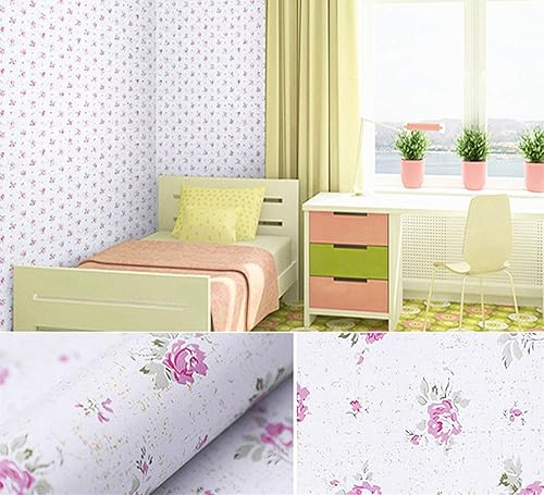 Miniatura 3 de REDODECO Papel tapiz autoadhesivo con diseño floral retro rosa, revestimiento de estante de papel, adhesivo para cajón, decoración para el hogar,