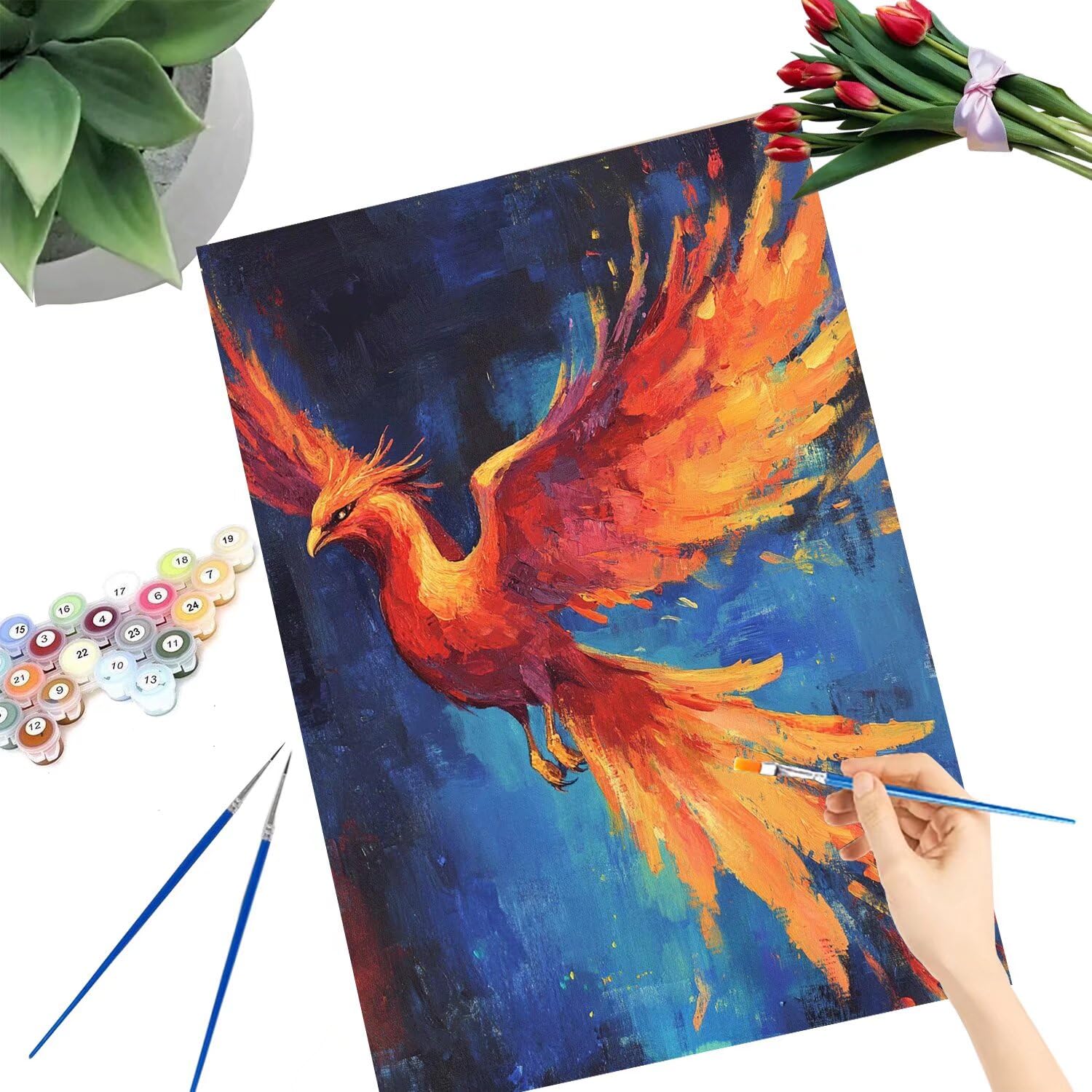 Malowanie po numerach, ptak po numerach, dla dorosłych, Phoenix, malowanie według numerów dla dorosłych, rękodzieło, malowanie według numerów dzieci, obraz olejny, akrylowy pigment, rysunek lakieru
