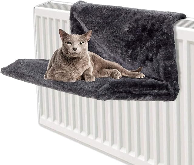 Taylor & Brown Cat Kitten Dog Puppy Pet Animal Hanging Radiator Bed - Warm and Cosy Fleece Basket Cradle Hammock Plush Strong and Durable Metal Frame (Grey)
