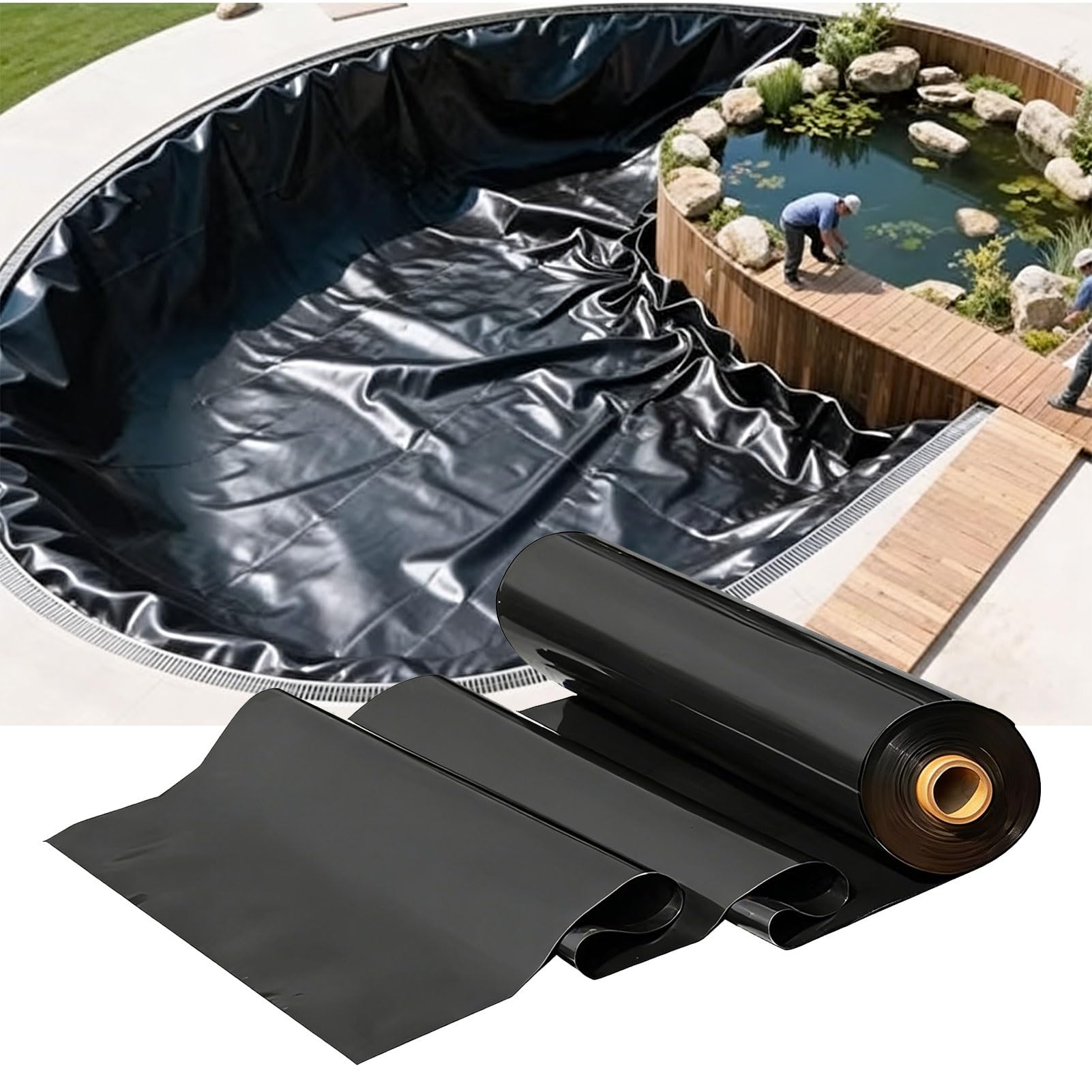 Large Membrane HDPE Underlay Tarpaulin,Heavy Duty Pond Liners,Garden Rubber Tarp(23x32.8ft 7x10 m)