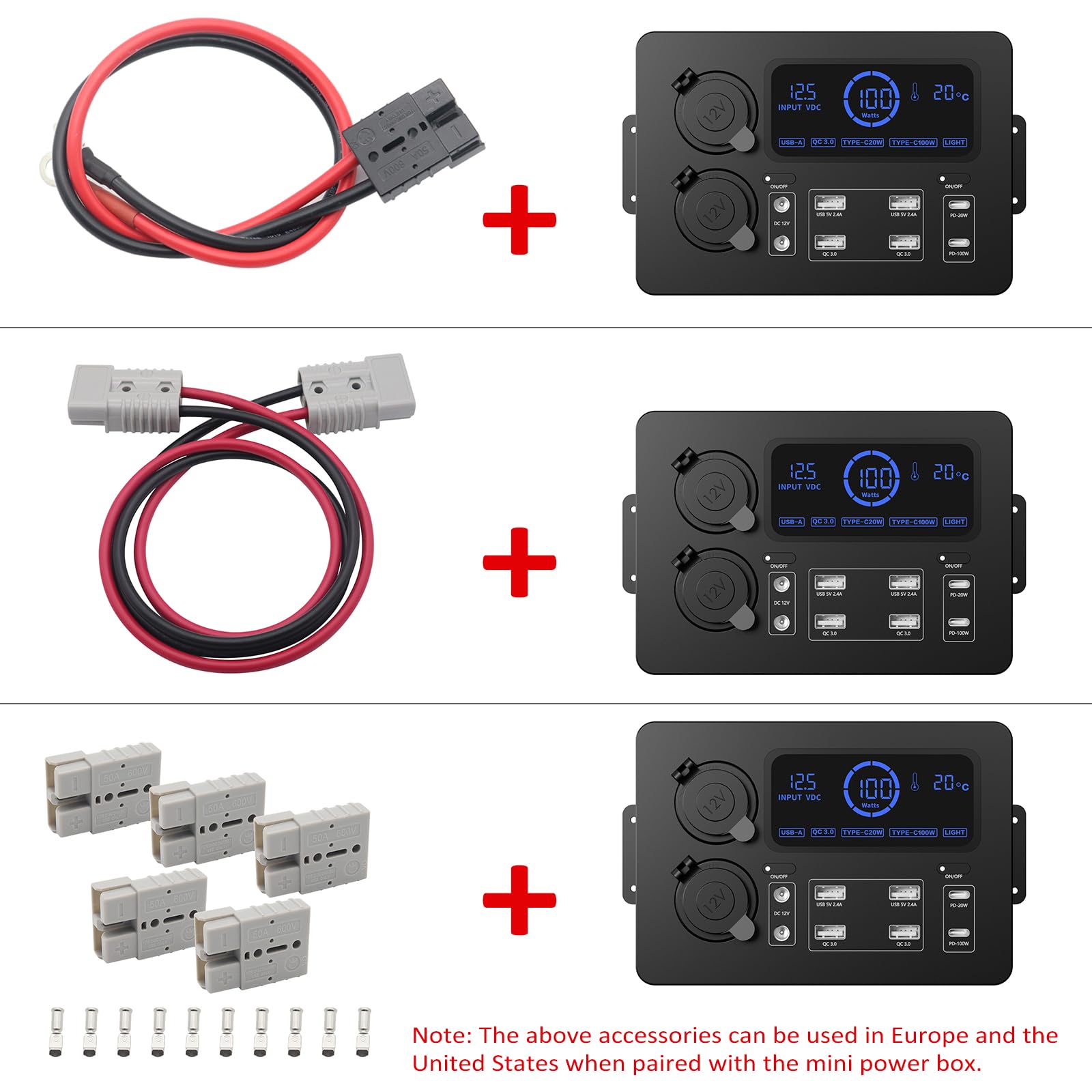 Cable adaptador de batería 8AWG con abrazadera tipo O y conector 50A (50 cm)