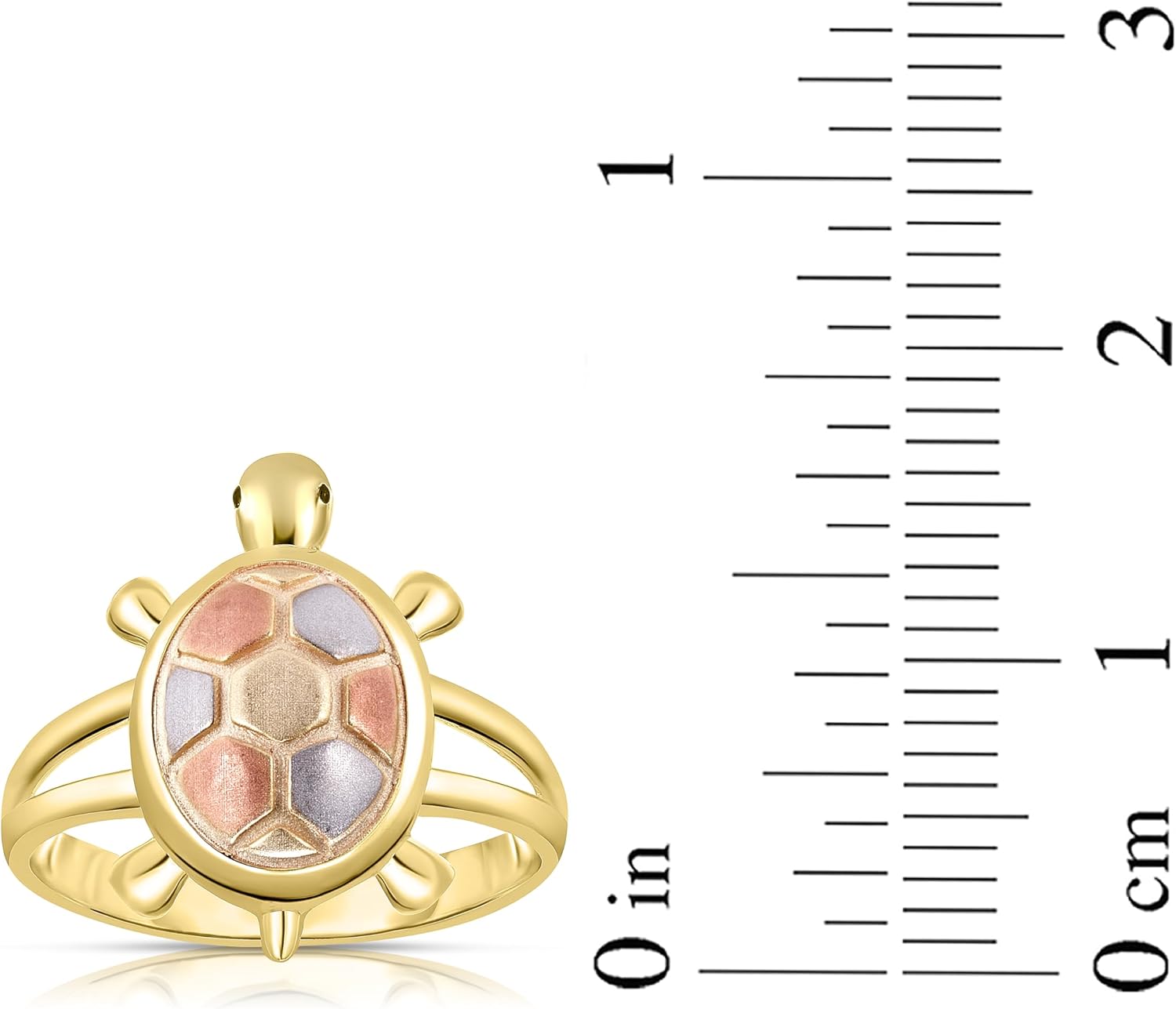 Floreo 10k Yellow Gold Tri-Color Turtle Women's Ring