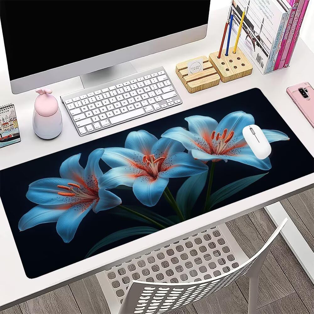 Alfombrilla de Mouse para Juegos, Nero, XXL, Antideslizante, Impermeable, Diseño de Fiore, Extendido, Grande, 1200x600x3mm, para PC, Laptop, Ufficio, Famiglia d-364