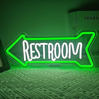 Jeanchrl Restroom Neon Sign Toilet Neon Signs for Wall Decor Bathroom Led Lig...