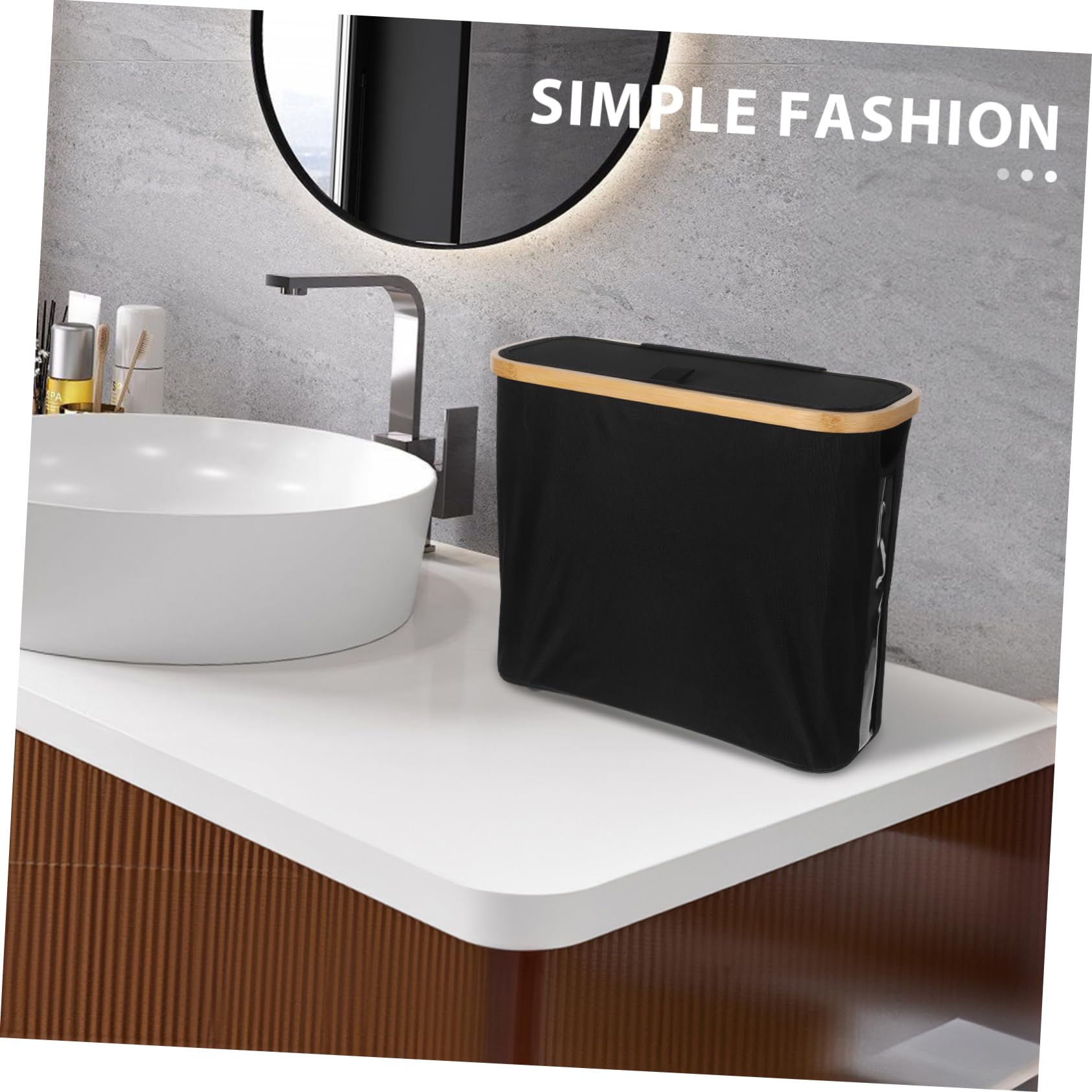 Panier Étanche et Anti-poussière en Tissu Oxford de Rangement Pliable avec Couvercle, Design Moderne pour Papier Toilette pour Salle de Bain et Salon