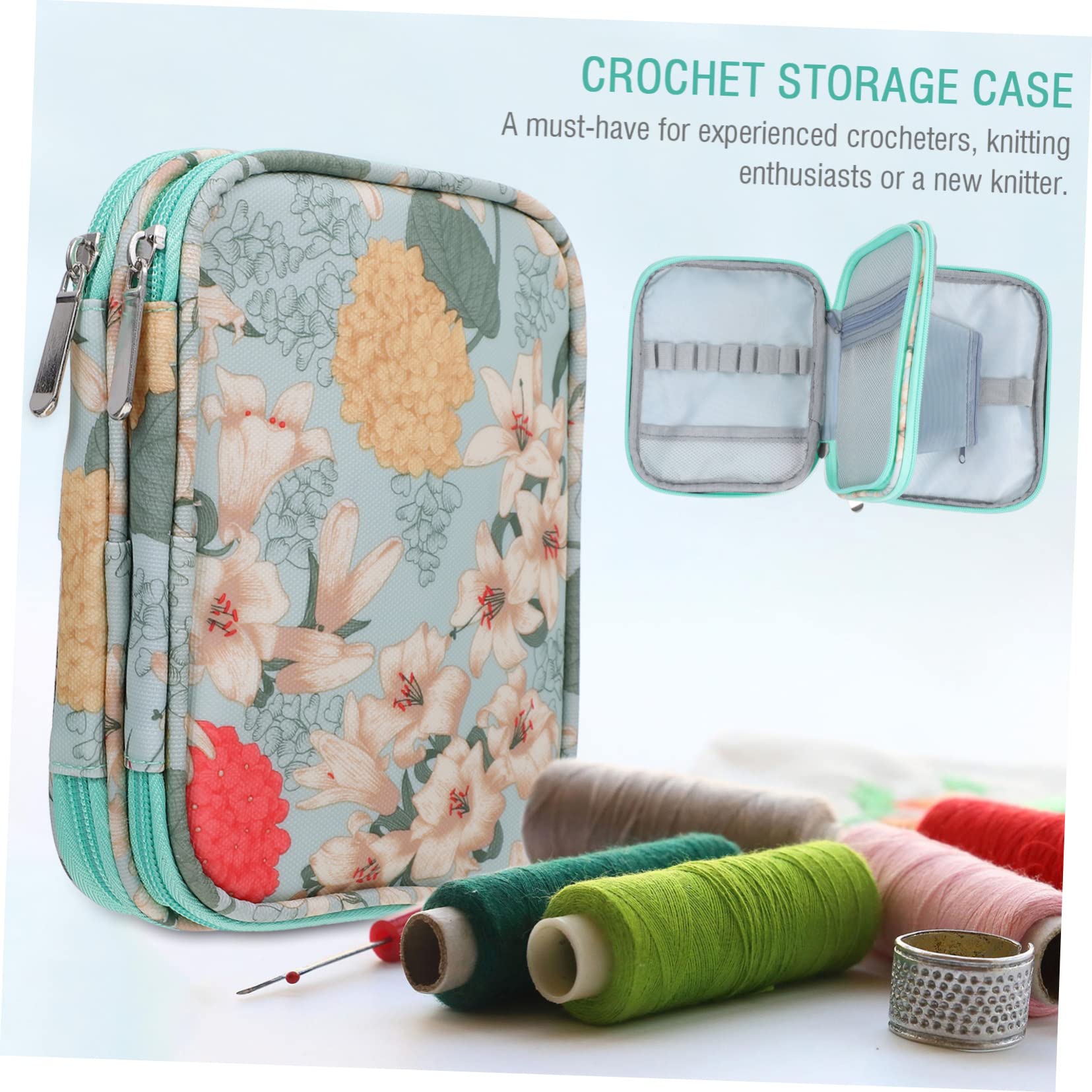 EXCEART 3 Piezas bolsa de almacenamiento de ganchillo organizador de almacenamiento de bolsos bolsa de ganchillo de doble capa agujas de tejer circulares ranuras para ganchillo ronda